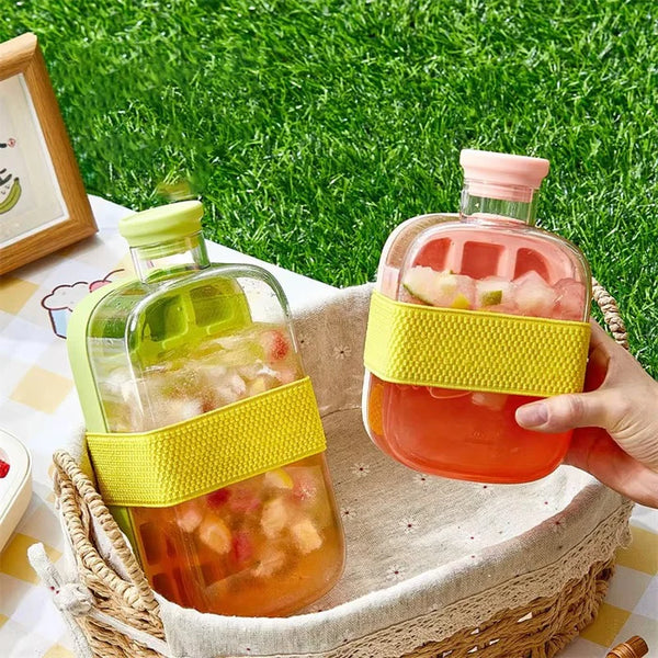 2-in-1 Ice Cube Tray & Portable Water Bottle with Straw (500ml)